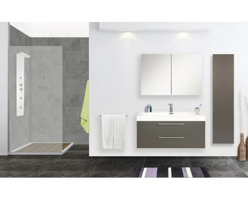 Badkamermeubelset Somero 80 Cm Inclusief Spiegelkast Antraciet 4 Badkamermeubelset Somero 80 Cm Inclusief Spiegelkast Antraciet - Afbeelding 2