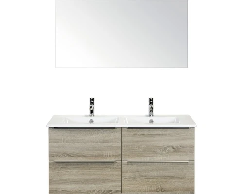Badkamermeubelset Pulse 120 Cm 4 Laden Keramische Wastafel Incl. Spiegel Grijs Eiken 3 Badkamermeubelset Pulse 120 Cm 4 Laden Keramische Wastafel Incl. Spiegel Grijs Eiken