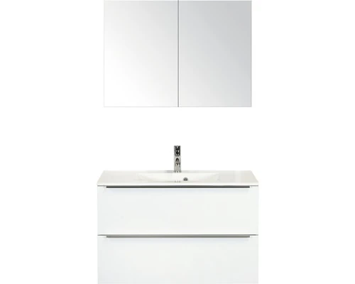 Badkamermeubelset Pulse 90 Cm Kunststeen Wastafel Incl. Spiegelkast Wit Hoogglans 3 Badkamermeubelset Pulse 90 Cm Kunststeen Wastafel Incl. Spiegelkast Wit Hoogglans