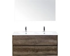 Badkamermeubelset Porto 120 Cm 4 Laden Keramische Wastafel Incl. Spiegel Nebraska Eiken