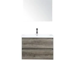Badkamermeubelset Evora 80 Cm Incl. Spiegel Nebraska Eiken