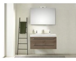 PELIPAL Badkamermeubelset Milano 100 Cm Incl. Spiegel Met Verlichting Sanremo Eiken