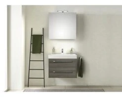 PELIPAL Badkamermeubelset Milano 70 Cm Incl. Spiegel Met Verlichting Grafiet Structuur