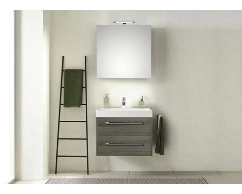 PELIPAL Badkamermeubelset Milano 70 Cm Incl. Spiegel Met Verlichting Grafiet Structuur 3 PELIPAL Badkamermeubelset Milano 70 Cm Incl. Spiegel Met Verlichting Grafiet Structuur