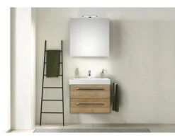 PELIPAL Badkamermeubelset Milano 70 Cm Incl. Spiegel Met Verlichting Riviera Eiken