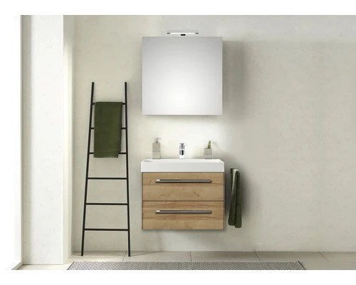 PELIPAL Badkamermeubelset Milano 70 Cm Incl. Spiegel Met Verlichting Riviera Eiken 3 PELIPAL Badkamermeubelset Milano 70 Cm Incl. Spiegel Met Verlichting Riviera Eiken
