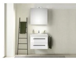 PELIPAL Badkamermeubelset Milano 70 Cm Incl. Spiegel Met Verlichting Wit Hoogglans