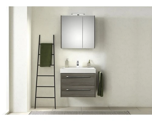 PELIPAL Badkamermeubelset Milano 70 Cm Incl. Spiegelkast Met Verlichting Grafiet Structuur 3 PELIPAL Badkamermeubelset Milano 70 Cm Incl. Spiegelkast Met Verlichting Grafiet Structuur
