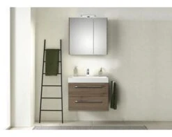 PELIPAL Badkamermeubelset Milano 70 Cm Incl. Spiegelkast Met Verlichting Sanremo Eiken