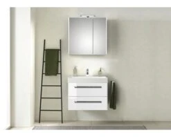 PELIPAL Badkamermeubelset Milano 70 Cm Incl. Spiegelkast Met Verlichting Wit Hoogglans