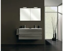 PELIPAL Badkamermeubelset Napoli 120 Cm Incl. Spiegelkast Met Verlichting Grafiet Structuur