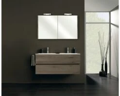 PELIPAL Badkamermeubelset Napoli 120 Cm Incl. Spiegelkast Met Verlichting Sanremo Eiken