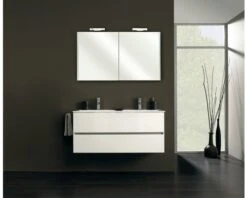 PELIPAL Badkamermeubelset Napoli 120 Cm Incl. Spiegelkast Met Verlichting Wit Hoogglans