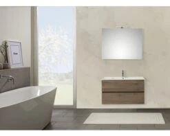 PELIPAL Badkamermeubelset Napoli 90 Cm Incl. Spiegel Met Verlichting Sanremo Eiken