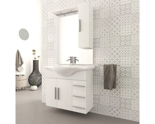 Badkamermeubelset Aida 203x86,5 Cm Incl. LED Verlichting Wit Hoogglans 6 Badkamermeubelset Aida 203x86,5 Cm Incl. LED Verlichting Wit Hoogglans - Afbeelding 4