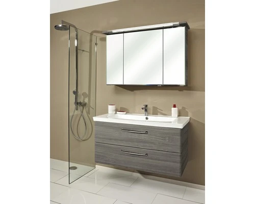 PELIPAL Badkamermeubelset Kumba 110 Cm Incl. Spiegelkast Met Verlichting Grafiet Structuur 3 PELIPAL Badkamermeubelset Kumba 110 Cm Incl. Spiegelkast Met Verlichting Grafiet Structuur